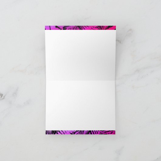 Lila, hellrosa, tropisches Palmblattskript, Monogr Dankeskarte (Innenseite)