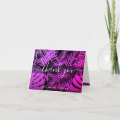 Lila, hellrosa, tropisches Palmblattskript, Monogr Dankeskarte (Vorderseite)