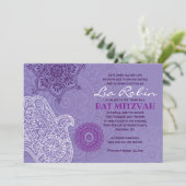 Lila HEMSA HAND GOD Bat Mitzvah Einladung (Stehend Vorderseite)