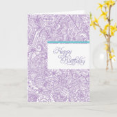 Lila Henna Birthday Card Karte (Gelbe Blume)