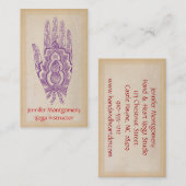 Lila Henna Hand Yoga Instructor Business Card Visitenkarte (Vorne/Hinten)