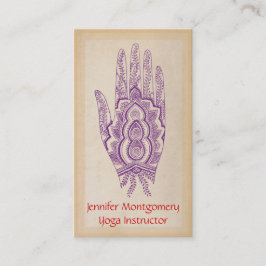Lila Henna Hand Yoga Instructor Business Card Visitenkarte