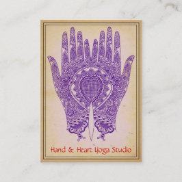 Lila Henna Hands Yoga Studio Business Card Visitenkarte