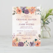 Lila Herbsthochzeit und Orange Fall Einladung (Stehend Vorderseite)