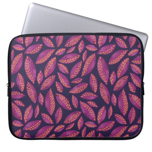 Lila Herbstlaub Muster Laptopschutzhülle (Vorderseite)