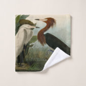 Lila Heron Audubon Bird Wildlife Painting Badhandtuch Set (Waschlappen)