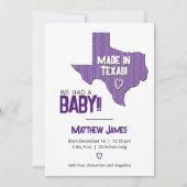 Lila Herringbone aus Texas Foto Baby Ankündigung (Vorderseite)