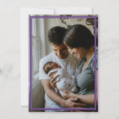 Lila Herringbone aus Texas Foto Baby Ankündigung (Rückseite)