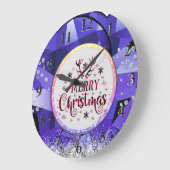 Lila herrliche Smarald Frohe Weihnachten Große Wanduhr (Winkel)