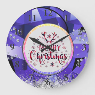 Lila herrliche Smarald Frohe Weihnachten Große Wanduhr