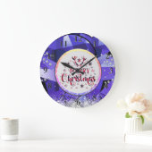Lila herrliche Smarald Frohe Weihnachten Große Wanduhr (Zuhause)