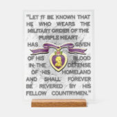 Lila Herz Akryllisches Zeichen Acrylschild (Vorderseite)