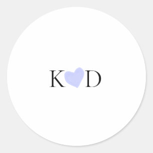 Lila Herz Aquarell-Pastell-Paar Namensbuchstabe  Runder Aufkleber