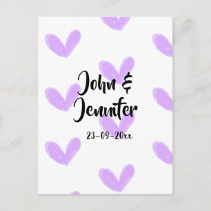 Lila Herz-Aquarell Valentins-Paarname da Postkarte