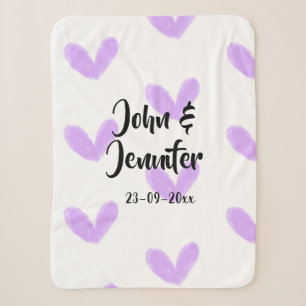 Lila Herz-Aquarell-Valentinstag-Paarname da Sherpadecke
