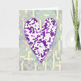 Lila Herz auf Abstrakter Pattern Valentinenkarte Karte