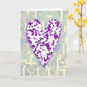 Lila Herz auf Abstrakter Pattern Valentinenkarte Karte (Gelbe Blume)