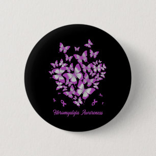 Lila Herz-Band-Fibromyalgie-Bewusstseinswarter Button