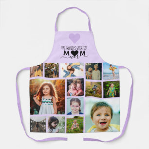 Lila Herz Beste Mama je FotoCollage Schürze