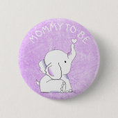 Lila Herz-Elefant-Baby-Duschen-Button Button (Vorderseite)