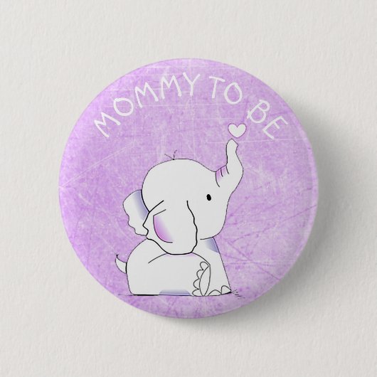 Lila Herz-Elefant-Baby-Duschen-Button Button (Vorderseite)