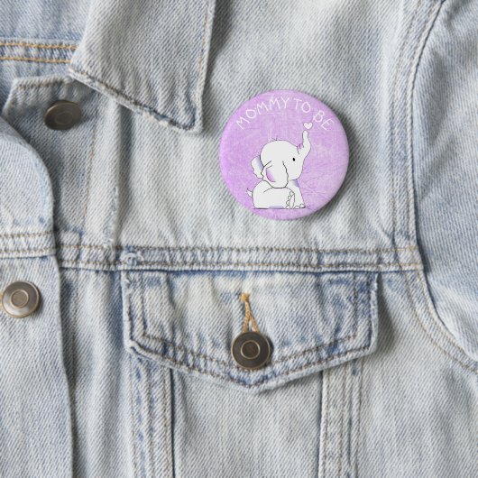 Lila Herz-Elefant-Baby-Duschen-Button Button (Beispiel)