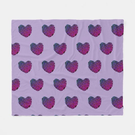 Lila Herz Fleece-Decke Fleecedecke (Vorderseite (Horizontal))