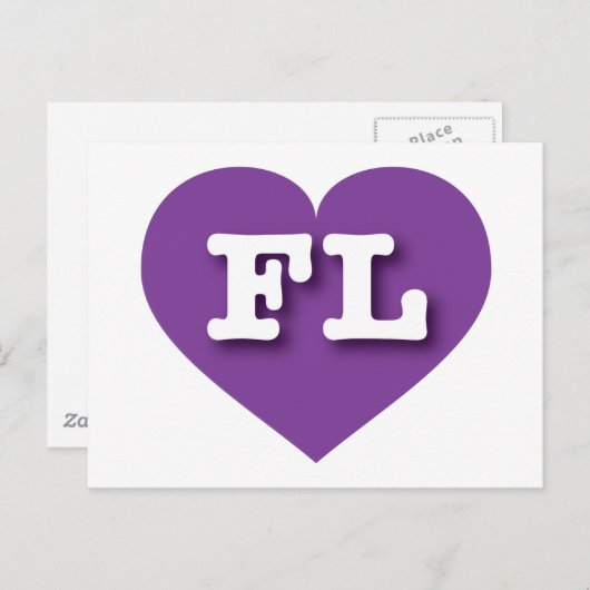 Lila Herz Florida - I Liebe FL Postkarte (Vorne/Hinten)