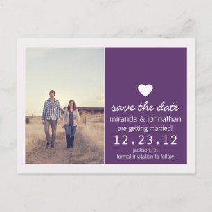 Lila Herz-Foto-Save the Date Postkarten