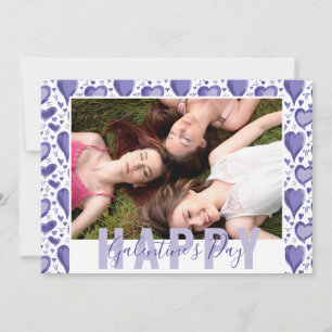 Lila Herz Galentines Day Freund Foto Feiertagskarte