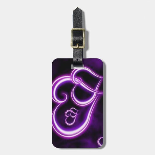 Lila Herz Gepäckanhänger (Vorderseite vertikal)