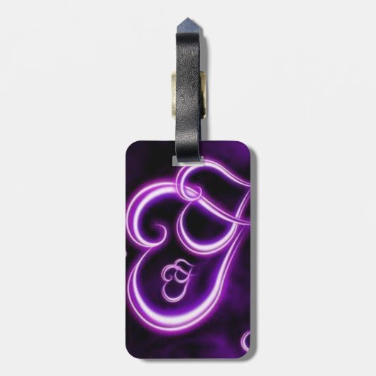 Lila Herz Gepäckanhänger (Rückseite vertikal)