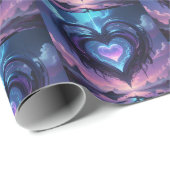 Lila Herz Geschenkpapier (Rolleneckpunkt)