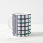 Lila-Herz-Gingham Kaffeetasse (Vorderseite Links)