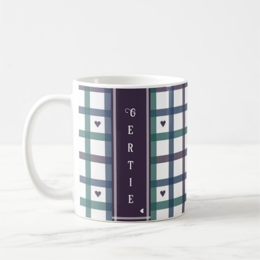 Lila-Herz-Gingham Kaffeetasse (Links)