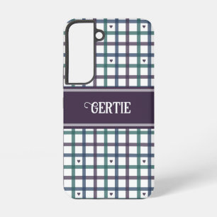 Lila-Herz-Gingham Samsung Galaxy Hülle