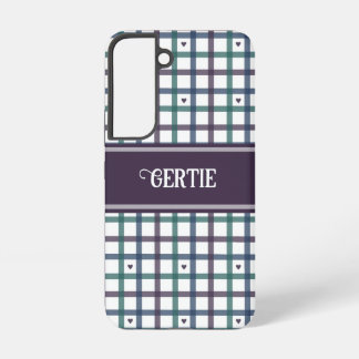 Lila-Herz-Gingham Samsung Galaxy Hülle