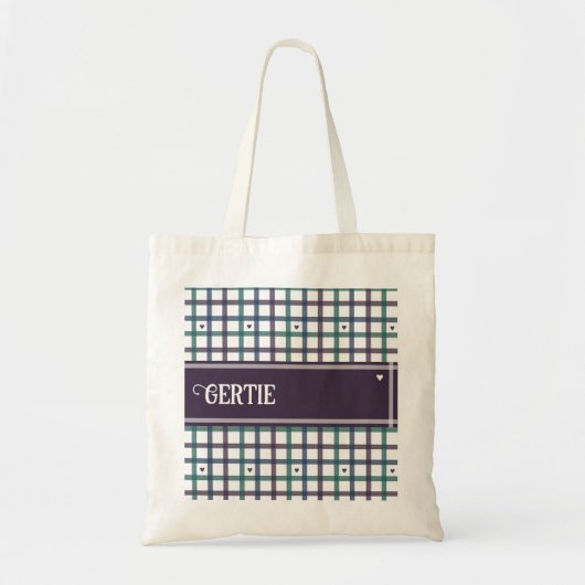 Lila-Herz-Gingham Tragetasche (Vorne)