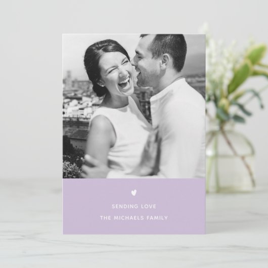 Lila Herz - Gruß Feiertagskarte (Stehend Vorderseite)