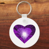 Lila Herz "Herz" Schlüsselanhänger weiß rund (Vorderseite)