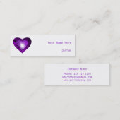 Lila Herz "Herzseite" weißer Faden Mini Visitenkarte (Vorne/Hinten)