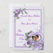 Lila Herz-Hochzeits-Foto-Einladungs-12x18 Einladung (Vorderseite)