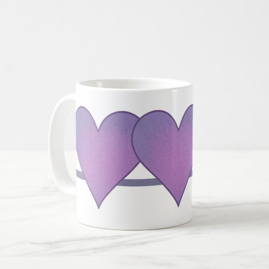 Lila Herz Kaffeetasse (Vorderseite Links)