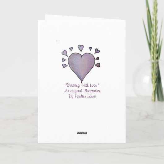 lila Herz kleine Herzen originale Liebe Vers Karte (Rückseite)