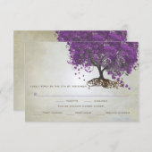Lila Herz Leaf Tree Wedding Einladungen (Vorne/Hinten)