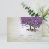 Lila Herz Leaf Tree Wedding Einladungen (Stehend Vorderseite)