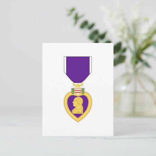 Lila Herz-Medaille Postkarte (Stehend Vorderseite)