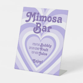 Lila Herz Mimosa Bar Display Table Top-Zeichen Sockelschild