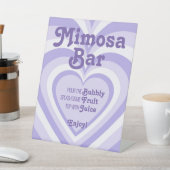 Lila Herz Mimosa Bar Display Table Top-Zeichen Sockelschild (In SItu)
