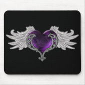 Lila Herz mit Angel Wings Mousepad (Vorne)